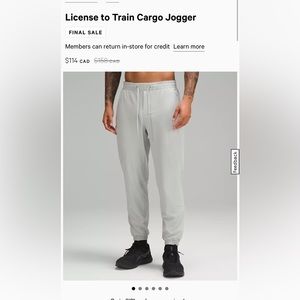 Lululemon License to Train Joggers-Light Grey-Barely Worn
